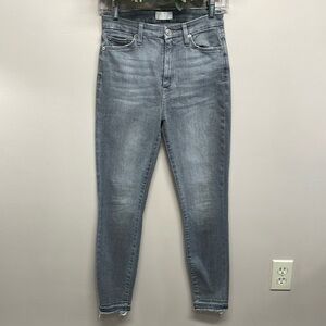 NWOT 7 For All Mankind The High Waist Ankle Skinny Denim Jeans Gray Raw Hem 27
